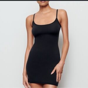 SKIMS Black Mini Dress with Spaghetti Straps